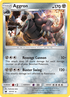 Aggron, Crimson Invasion #67, Pokémon TCG card