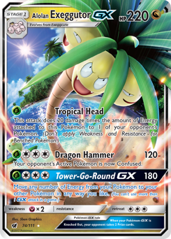 Alolan Exeggutor-GX, Crimson Invasion #74, Pokémon TCG card