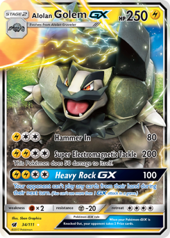 Alolan Golem-GX, Crimson Invasion #34, Pokémon TCG card