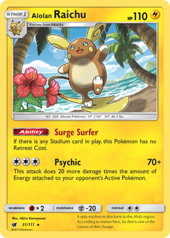 Alolan Raichu, Crimson Invasion #31, Pokémon TCG card