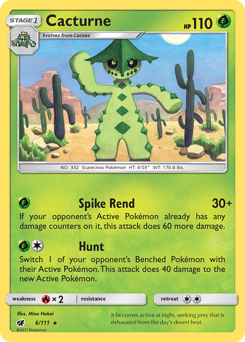 Cacturne, Crimson Invasion #6, Pokémon TCG card