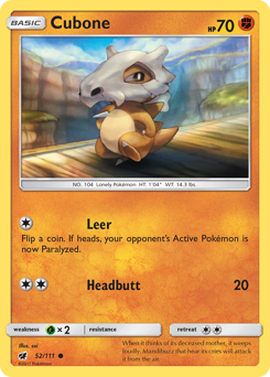 Cubone, Crimson Invasion #52, Pokémon TCG card