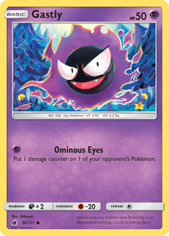 Gastly, Crimson Invasion #36, Pokémon TCG card