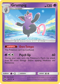 Grumpig, Crimson Invasion #42, Pokémon TCG card