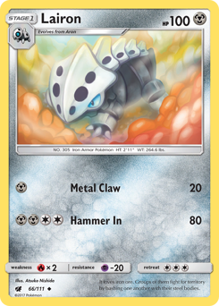 Lairon, Crimson Invasion #66, Pokémon TCG card