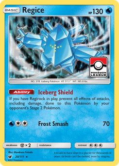 Regice, Crimson Invasion #28, Pokémon TCG card