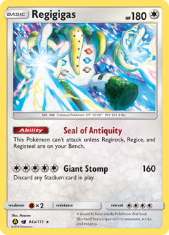 Regigigas, Crimson Invasion #84a, Pokémon TCG card