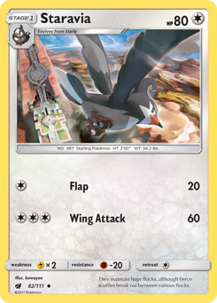 Staravia, Crimson Invasion #82, Pokémon TCG card
