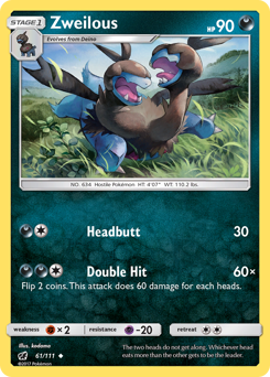Zweilous, Crimson Invasion #61, Pokémon TCG card