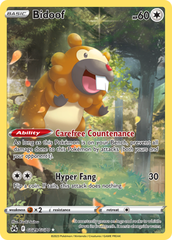 Bidoof, Crown Zenith Galarian Gallery #GG29, Pokémon TCG card