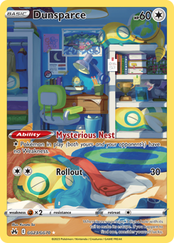 Dunsparce, Crown Zenith Galarian Gallery #GG23, Pokémon TCG card