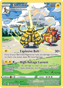 Electivire, Crown Zenith Galarian Gallery #GG08, Pokémon TCG card