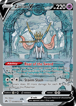 Zacian V, Crown Zenith Galarian Gallery #GG48, Pokémon TCG card