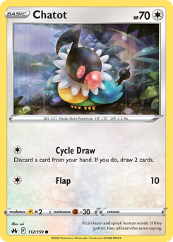 Chatot, Crown Zenith #112, Pokémon TCG card