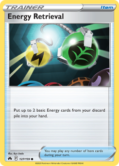Energy Retrieval, Crown Zenith #127, Pokémon TCG card