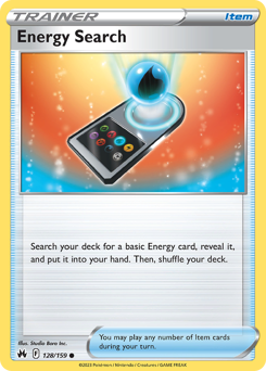 Energy Search, Crown Zenith #128, Pokémon TCG card