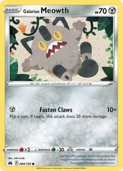 Galarian Meowth, Crown Zenith #84, Pokémon TCG card