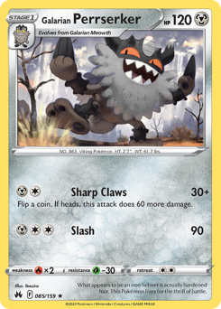 Galarian Perrserker, Crown Zenith #85, Pokémon TCG card