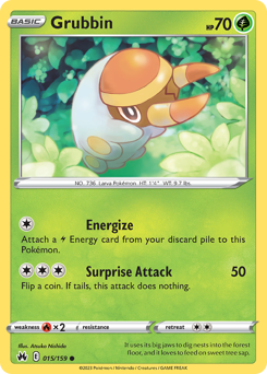 Grubbin, Crown Zenith #15, Pokémon TCG card
