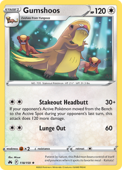 Gumshoos, Crown Zenith #118, Pokémon TCG card
