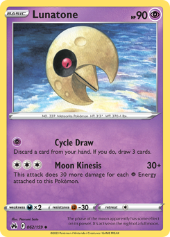 Lunatone, Crown Zenith #62, Pokémon TCG card