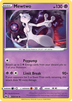 Mewtwo, Crown Zenith #59, Pokémon TCG card