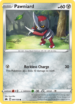 Pawniard, Crown Zenith #91, Pokémon TCG card