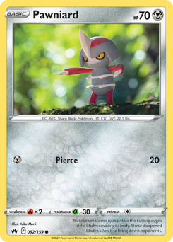 Pawniard, Crown Zenith #92, Pokémon TCG card