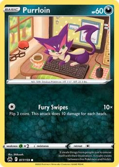 Purrloin, Crown Zenith #77, Pokémon TCG card