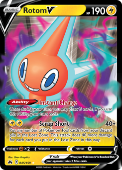 Rotom V, Crown Zenith #45, Pokémon TCG card
