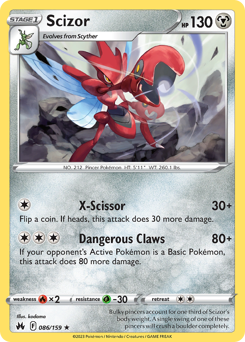 Scizor, Crown Zenith #86, Pokémon TCG card