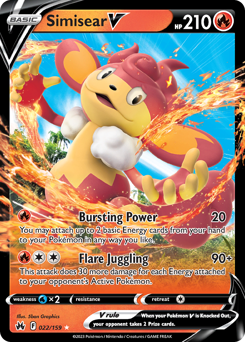Simisear V, Crown Zenith #22, Pokémon TCG card