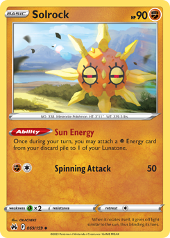 Solrock, Crown Zenith #69, Pokémon TCG card