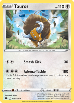 Tauros, Crown Zenith #106, Pokémon TCG card