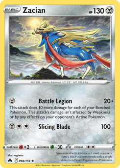 Zacian, Crown Zenith #94, Pokémon TCG card