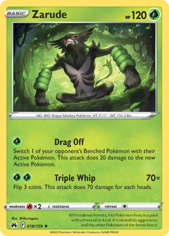 Zarude, Crown Zenith #16, Pokémon TCG card