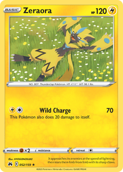 Zeraora, Crown Zenith #52, Pokémon TCG card