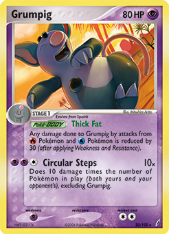 Grumpig, Crystal Guardians #20, Pokémon TCG card