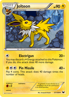 Jolteon, Dark Explorers #37, Pokémon TCG card