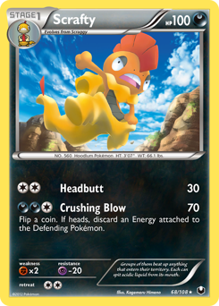 Scrafty, Dark Explorers #68, Pokémon TCG card