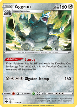 Aggron, Darkness Ablaze #123, Pokémon TCG card