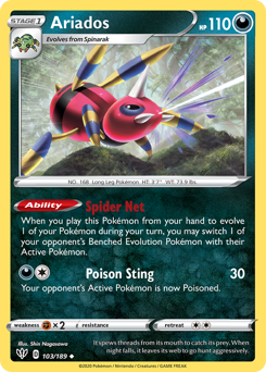 Ariados, Darkness Ablaze #103, Pokémon TCG card
