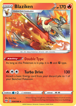 Blaziken, Darkness Ablaze #24, Pokémon TCG card