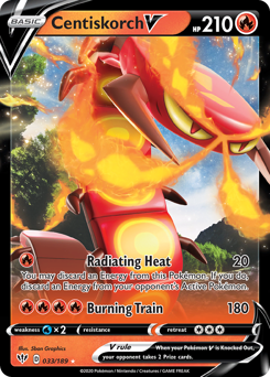 Centiskorch V, Darkness Ablaze #33, Pokémon TCG card