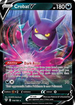 Crobat V, Darkness Ablaze #104, Pokémon TCG card