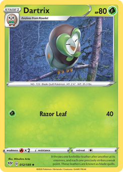 Dartrix, Darkness Ablaze #12, Pokémon TCG card