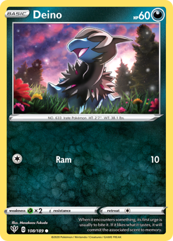 Deino, Darkness Ablaze #108, Pokémon TCG card
