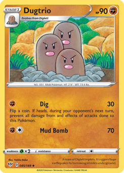Dugtrio, Darkness Ablaze #85, Pokémon TCG card