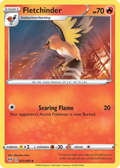 Fletchinder, Darkness Ablaze #31, Pokémon TCG card