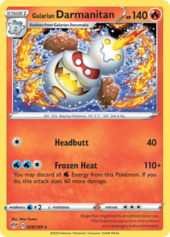 Galarian Darmanitan, Darkness Ablaze #28, Pokémon TCG card
